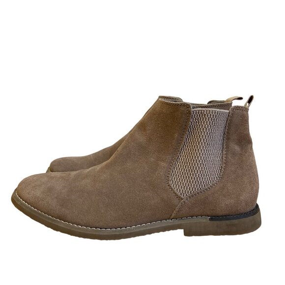 Steve Madden Mens Brown Suede slip on ankle Boot 8 zipper side elastic round toe - Picture 1 of 16